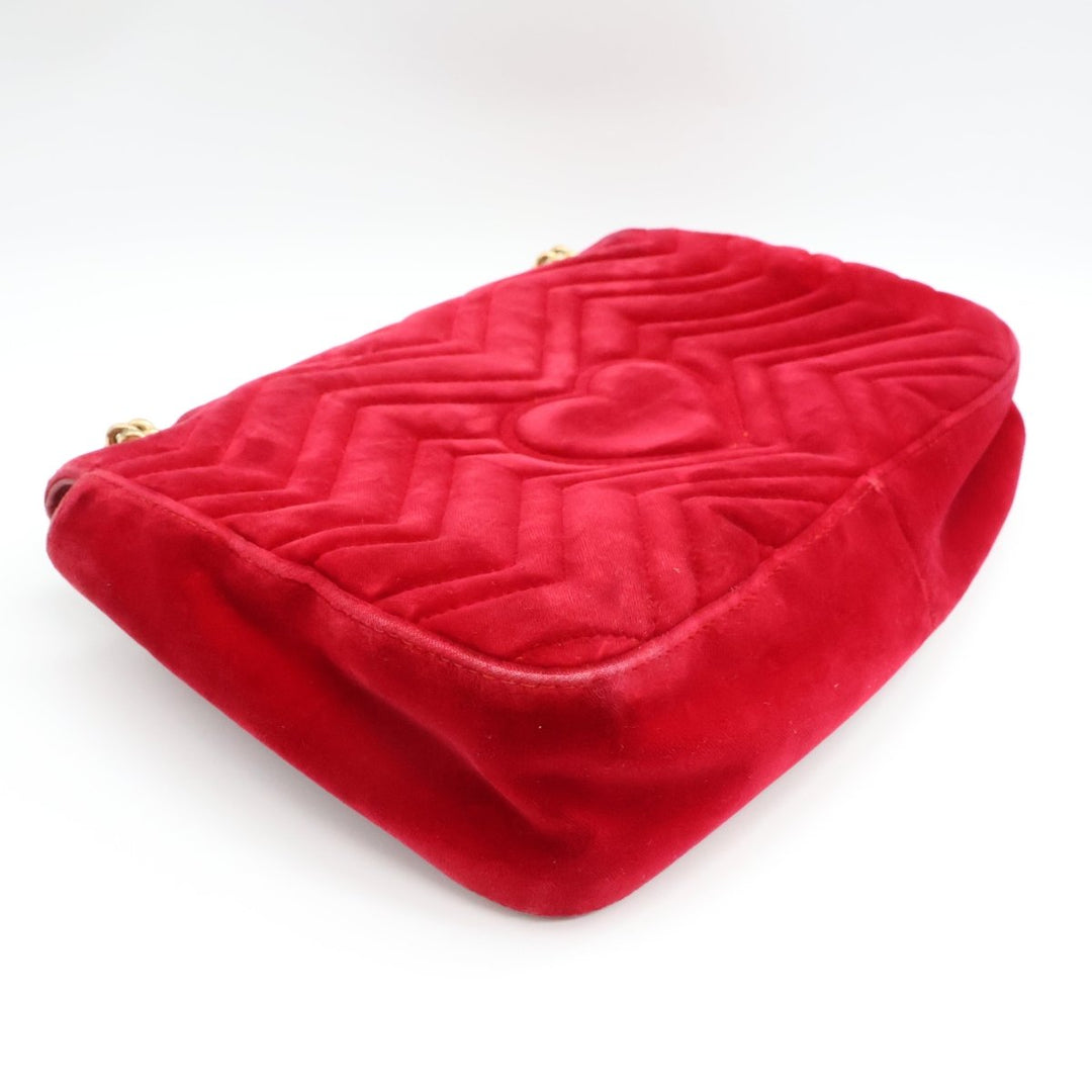 Gucci GG Marmont Large Flap Red Velvet Handbag - Lux Central