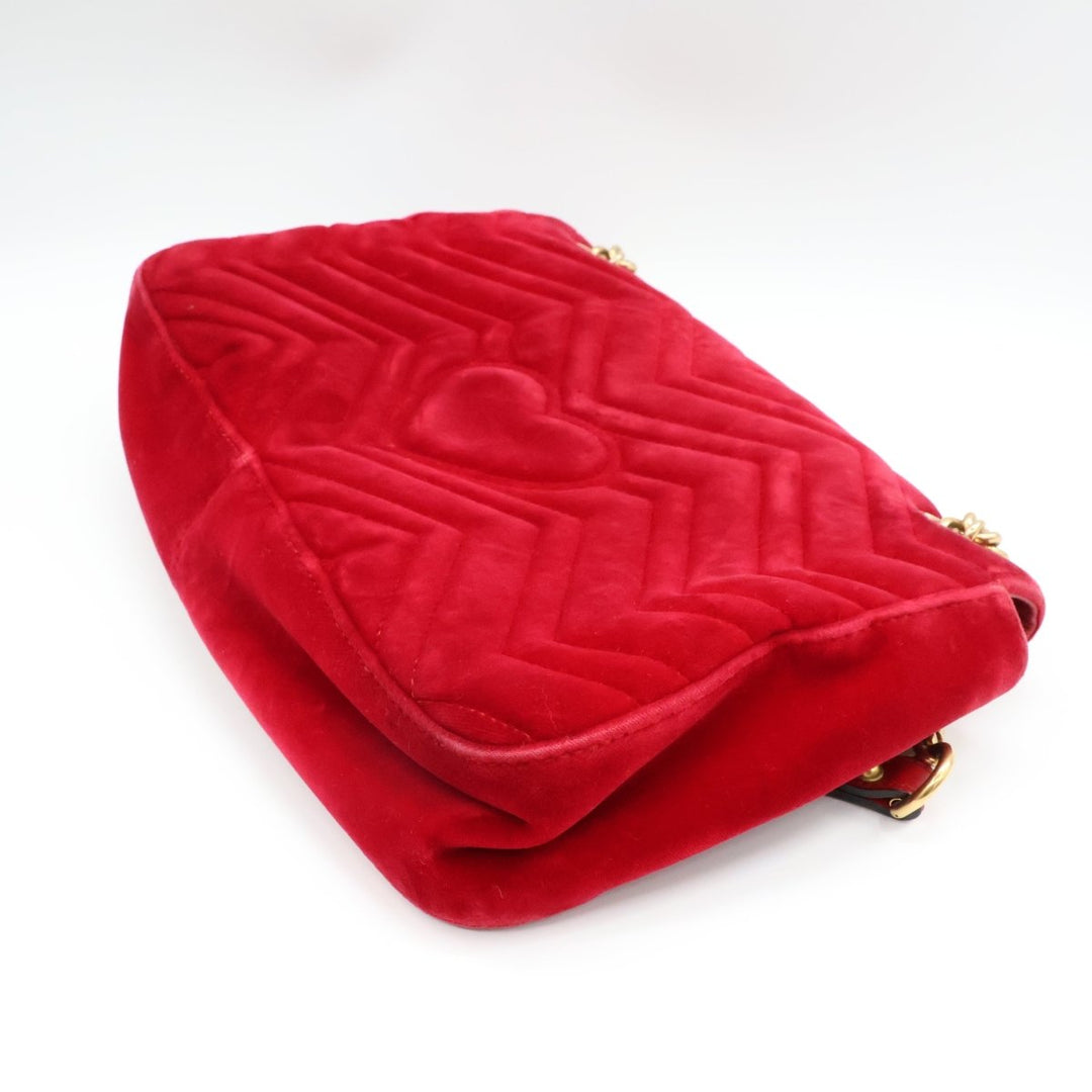 Gucci GG Marmont Large Flap Red Velvet Handbag - Lux Central