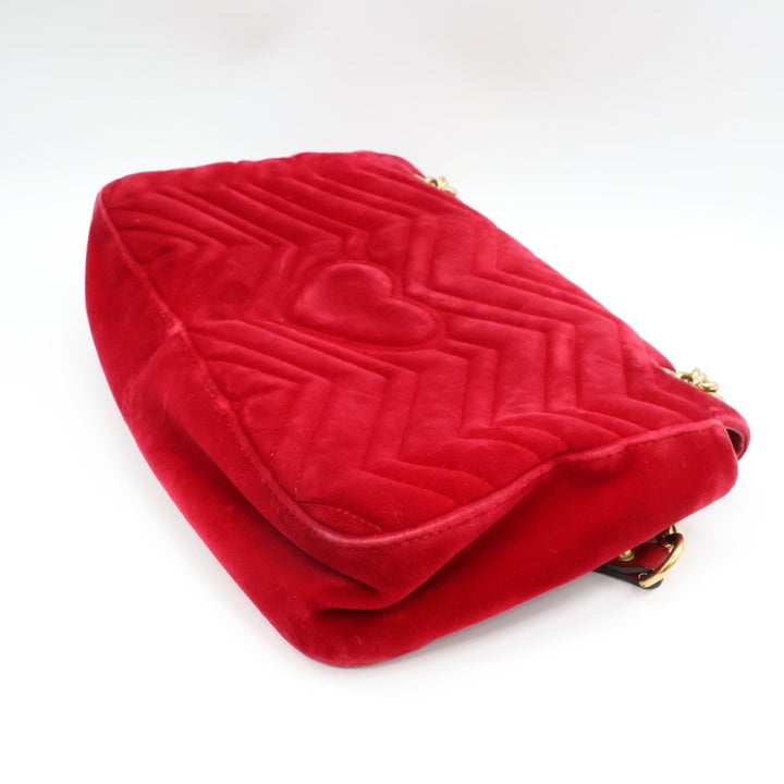 Gucci GG Marmont Large Flap Red Velvet Handbag - Lux Central
