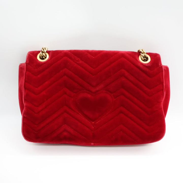 Gucci GG Marmont Large Flap Red Velvet Handbag - Lux Central