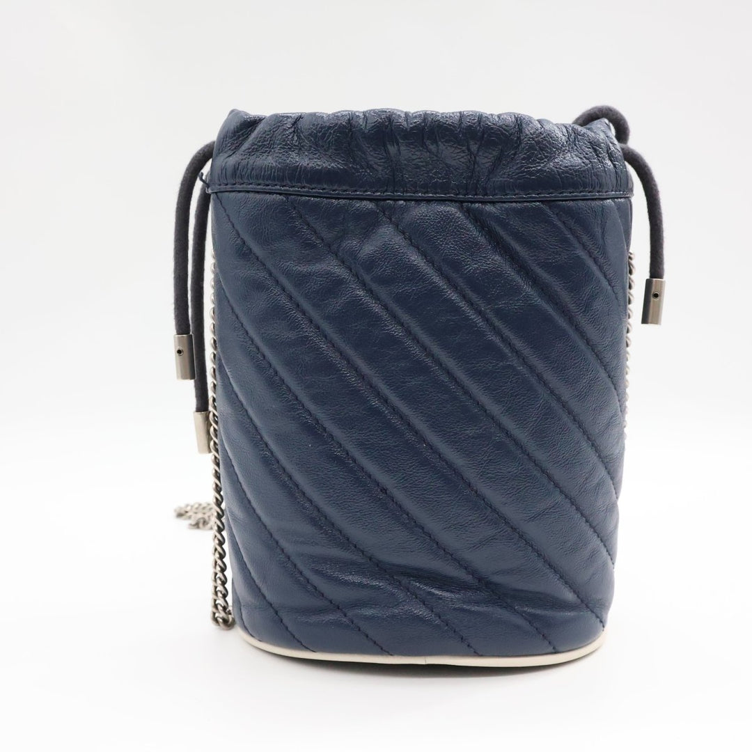 Gucci GG Marmont Navy Leather Mini Bucket Handbag - Lux Central