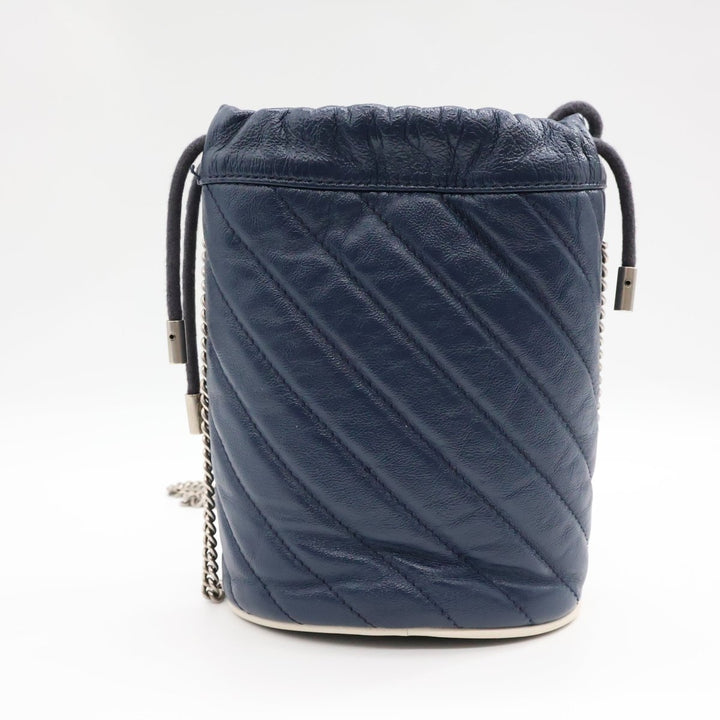 Gucci GG Marmont Navy Leather Mini Bucket Handbag - Lux Central