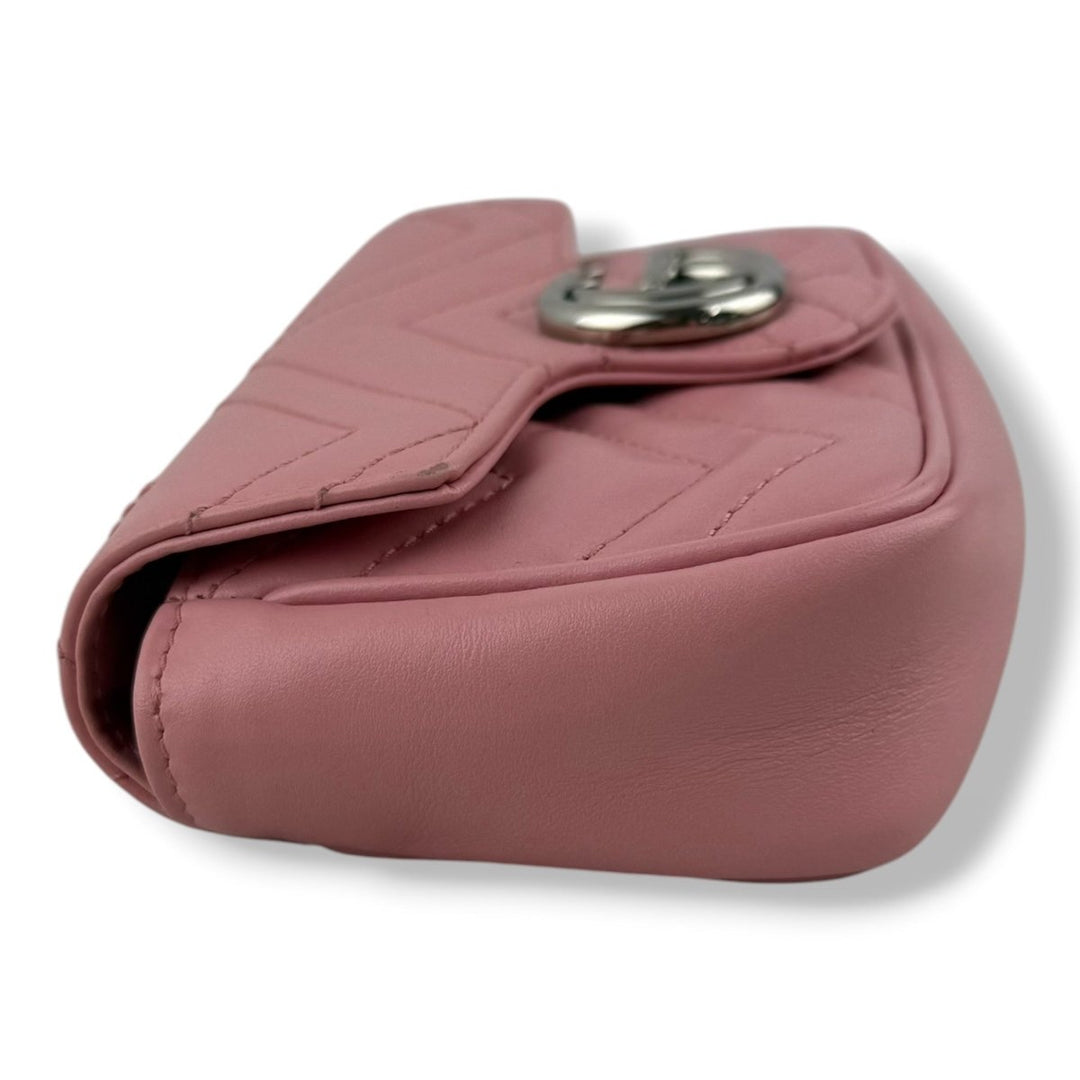 Gucci GG Marmont Pink Leather Super Mini Handbag - Lux Central