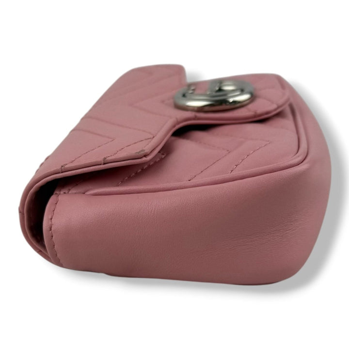 Gucci GG Marmont Pink Leather Super Mini Handbag - Lux Central