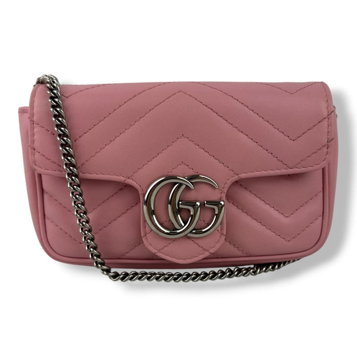 Gucci GG Marmont Pink Leather Super Mini Handbag - Lux Central