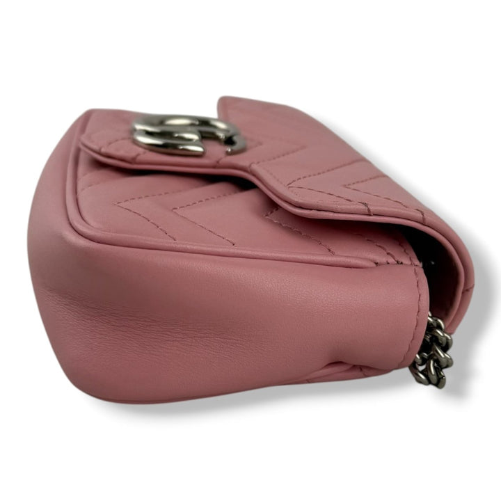 Gucci GG Marmont Pink Leather Super Mini Handbag - Lux Central