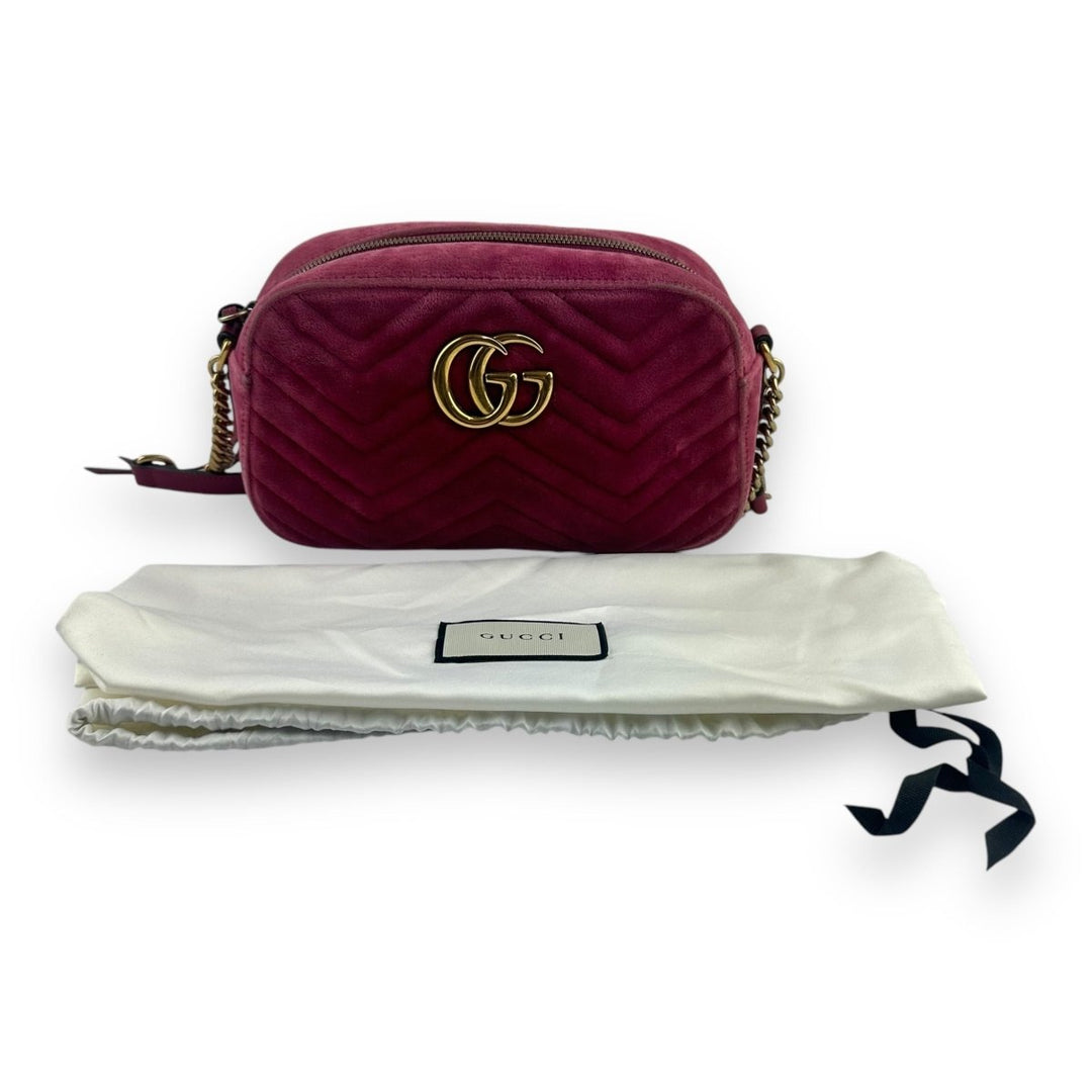 Gucci GG Marmont Pink Velvet Small Handbag - Lux Central