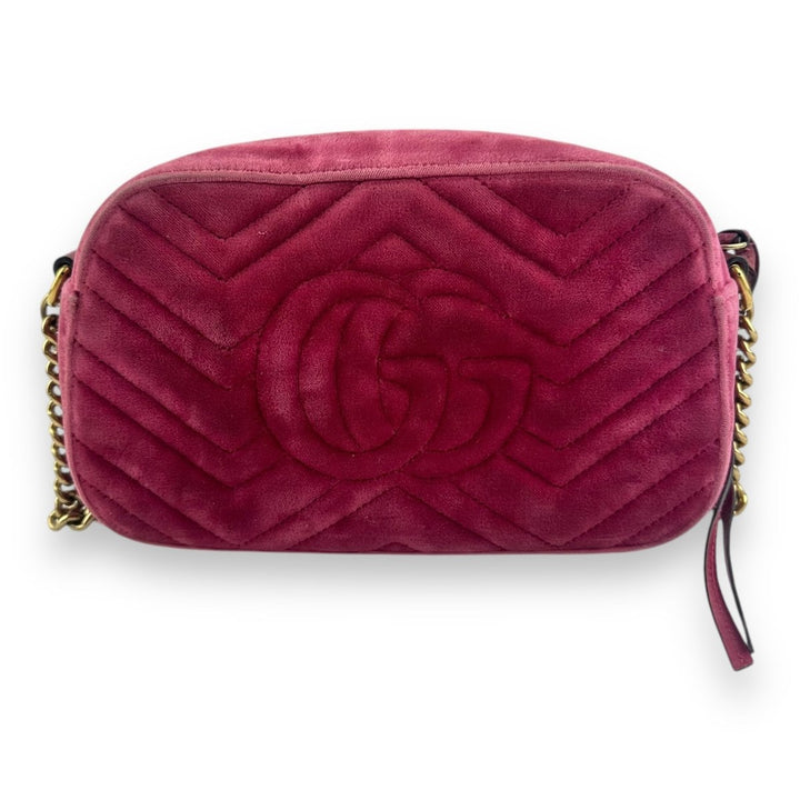 Gucci GG Marmont Pink Velvet Small Handbag - Lux Central