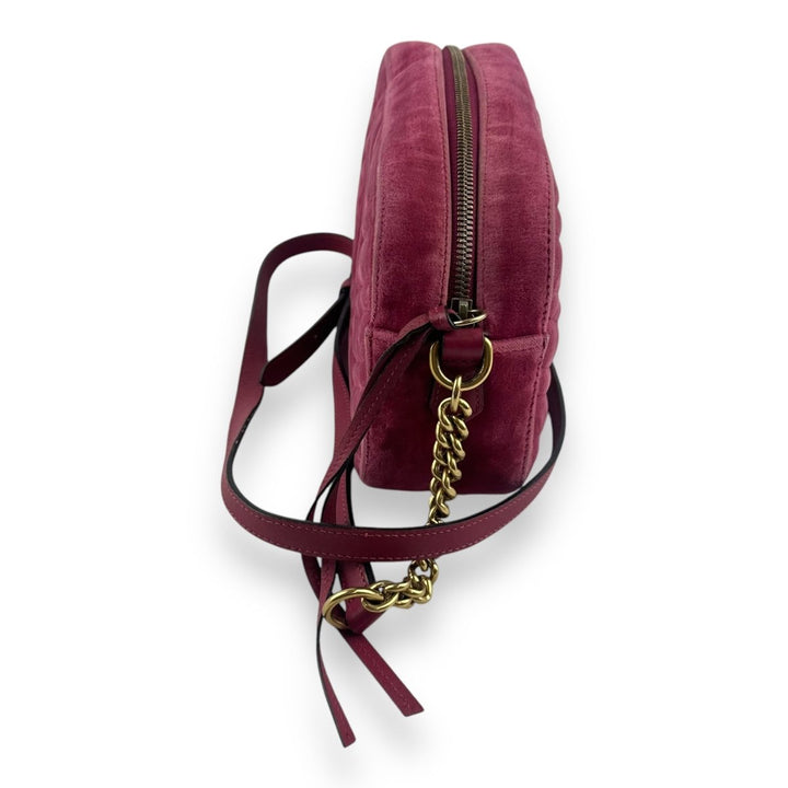 Gucci GG Marmont Pink Velvet Small Handbag - Lux Central