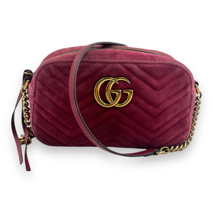 Gucci GG Marmont Pink Velvet Small Handbag - Lux Central