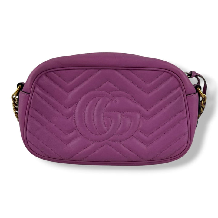 Gucci GG Marmont Purple Leather Small Handbag - Lux Central