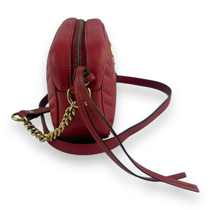 Gucci GG Marmont Red Leather Mini Handbag - Lux Central