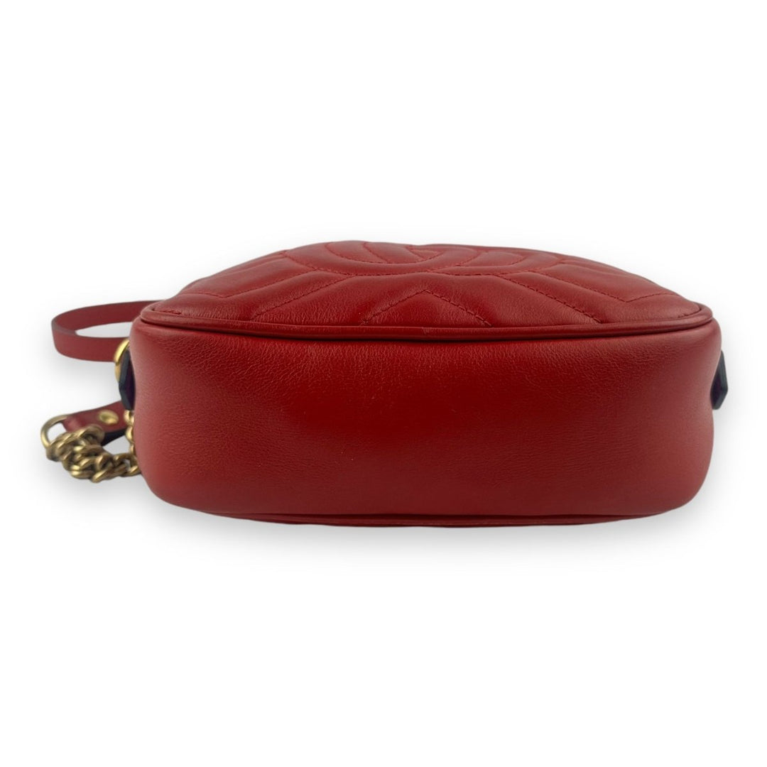 Gucci GG Marmont Red Leather Mini Handbag - Lux Central