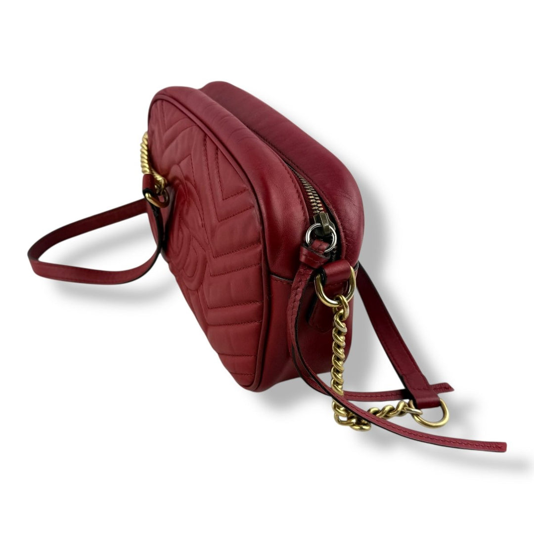 Gucci GG Marmont Red Leather Small Handbag - Lux Central