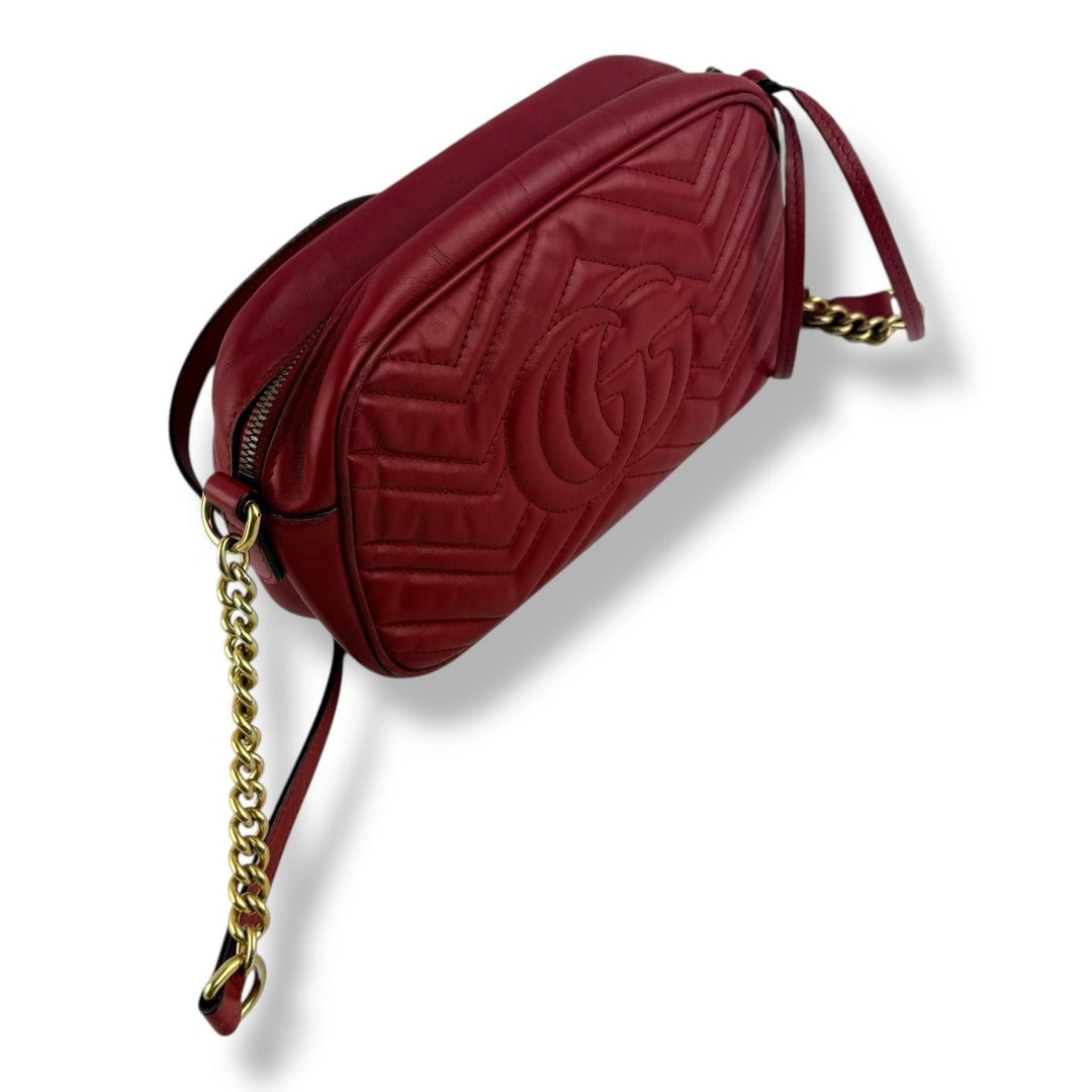 Gucci GG Marmont Red Leather Small Handbag - Lux Central