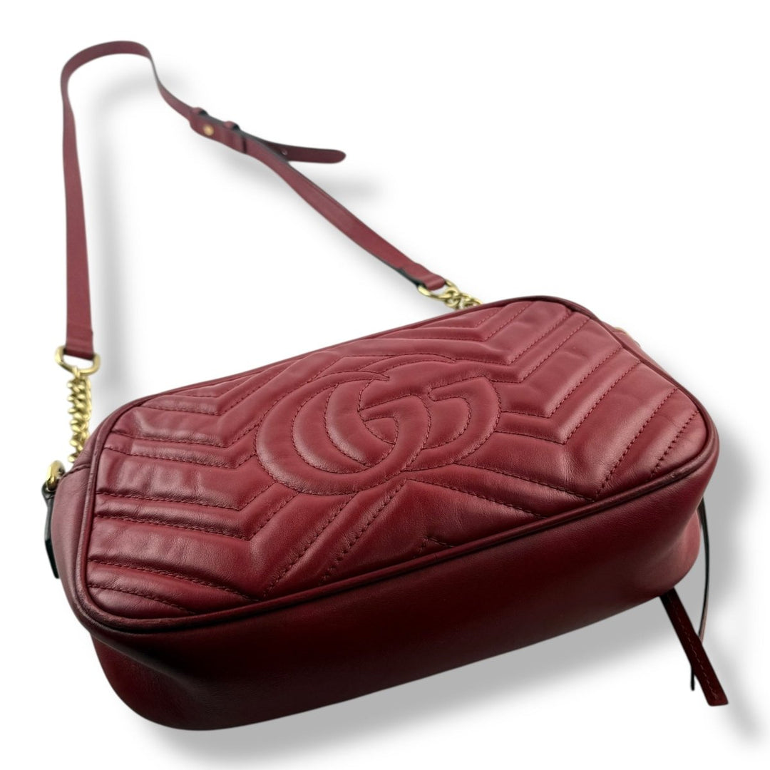 Gucci GG Marmont Red Leather Small Handbag - Lux Central