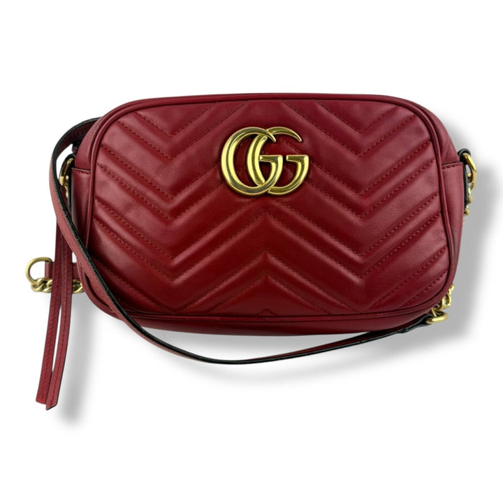 Gucci GG Marmont Red Leather Small Handbag - Lux Central