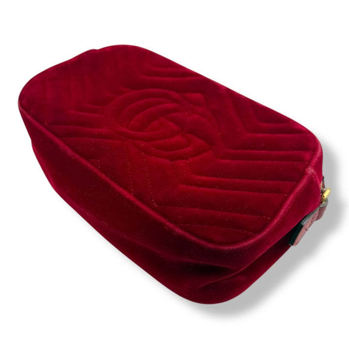 Gucci GG Marmont Red Velvet Small Handbag - Lux Central