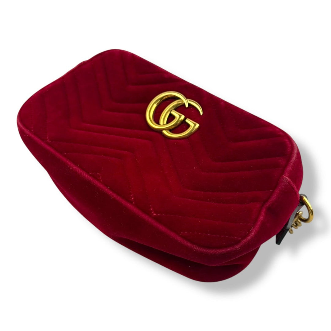 Gucci GG Marmont Red Velvet Small Handbag - Lux Central