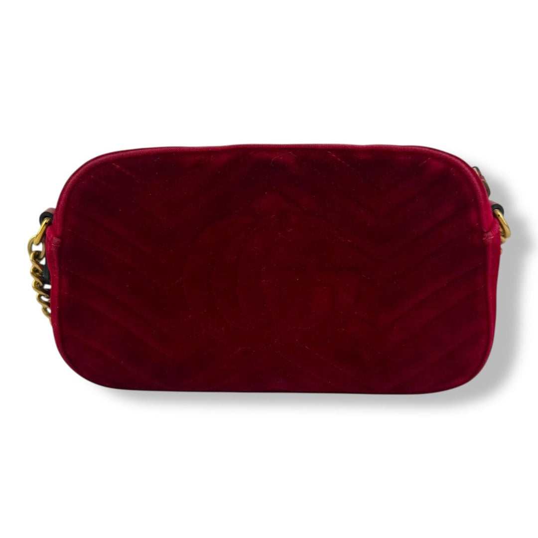 Gucci GG Marmont Red Velvet Small Handbag - Lux Central