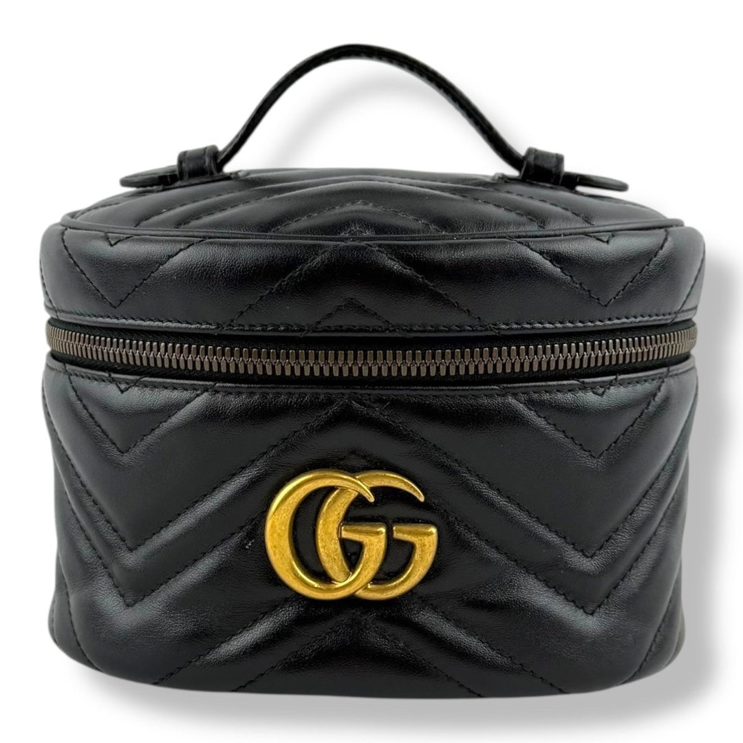 Gucci GG Marmont Vanity Mini Backpack Black Leather Handbag - Lux Central