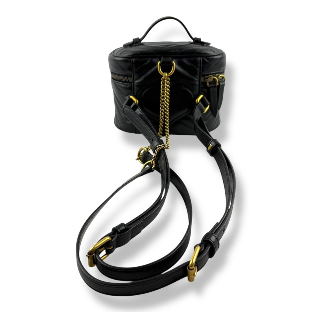 Gucci GG Marmont Vanity Mini Backpack Black Leather Handbag - Lux Central
