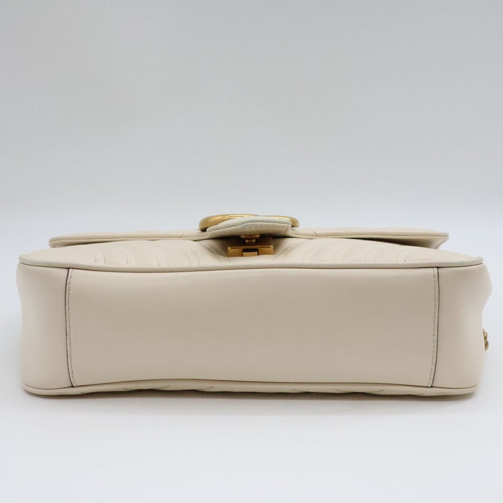 Gucci GG Marmont White Leather Small Handbag - Lux Central
