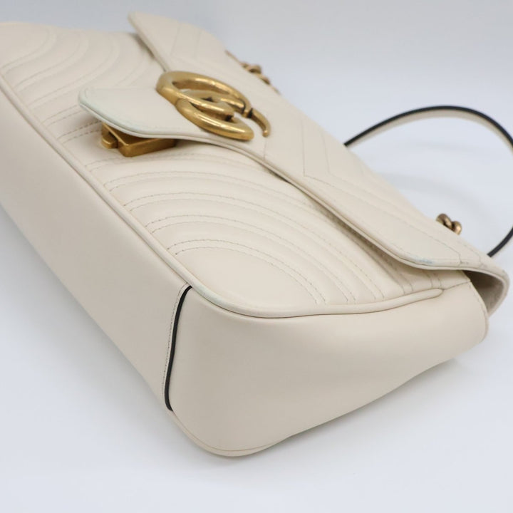 Gucci GG Marmont White Leather Small Handbag - Lux Central