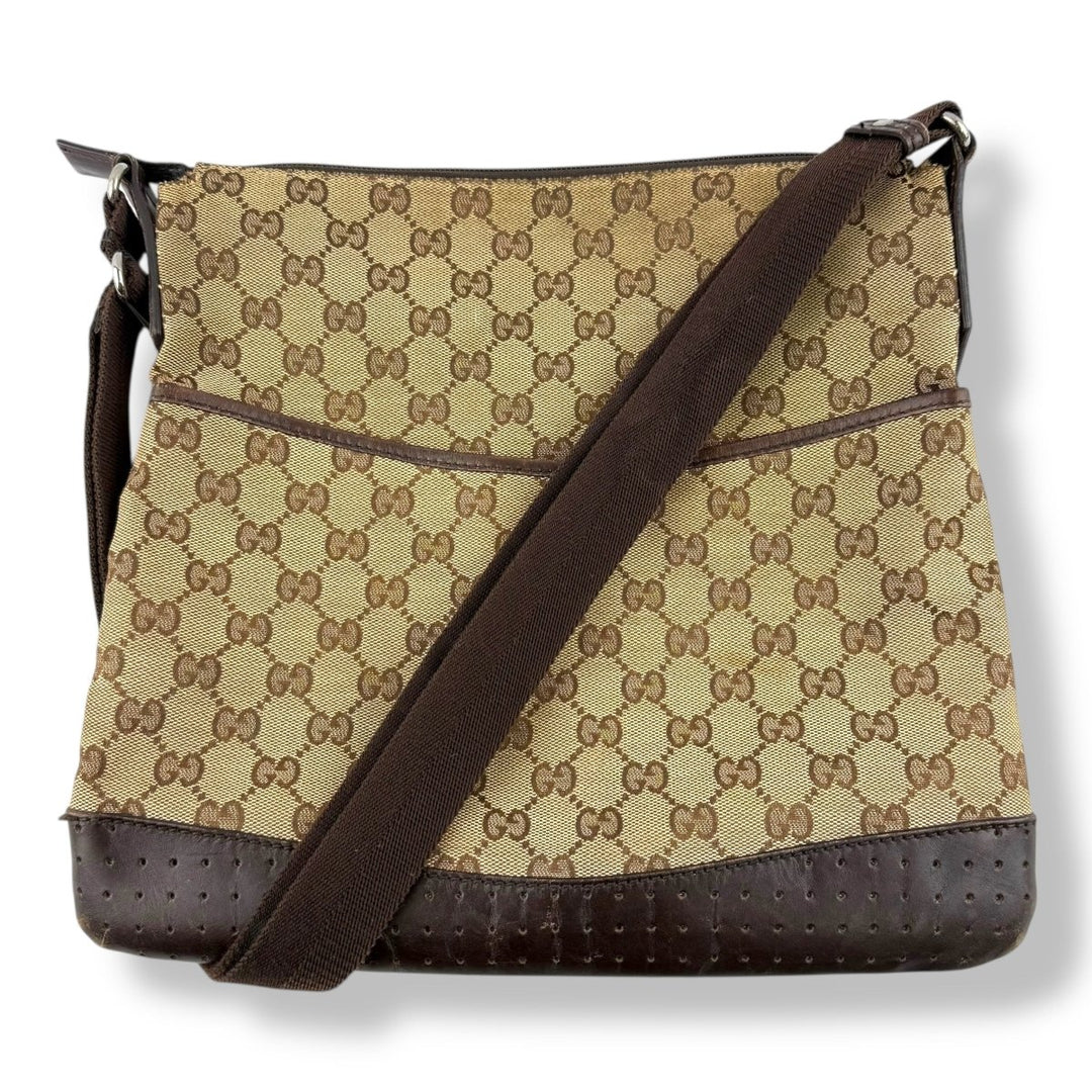Gucci GG Monogram Beige Brown Large Crossbody Bag - Lux Central