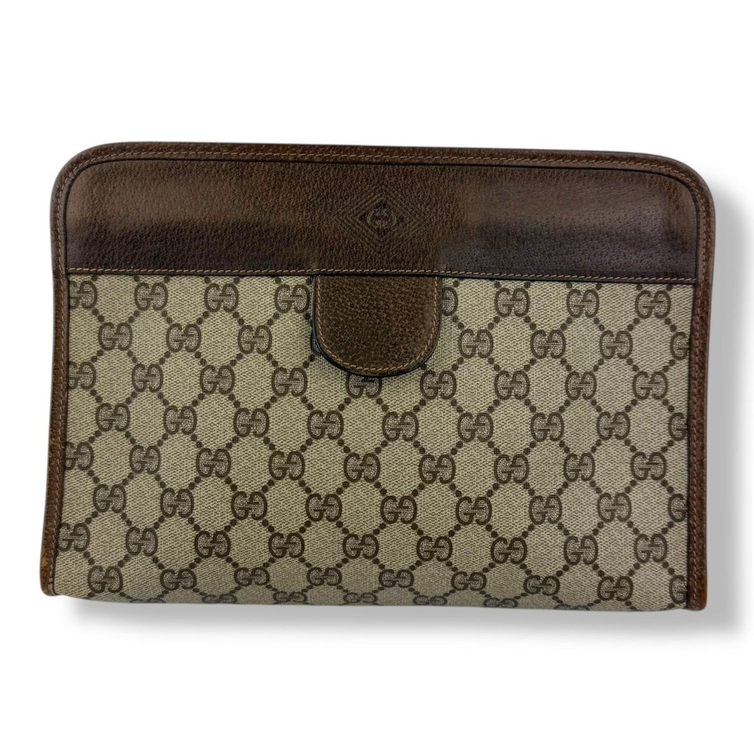 Gucci GG Monogram Beige Clutch Pouch Bag - Lux Central