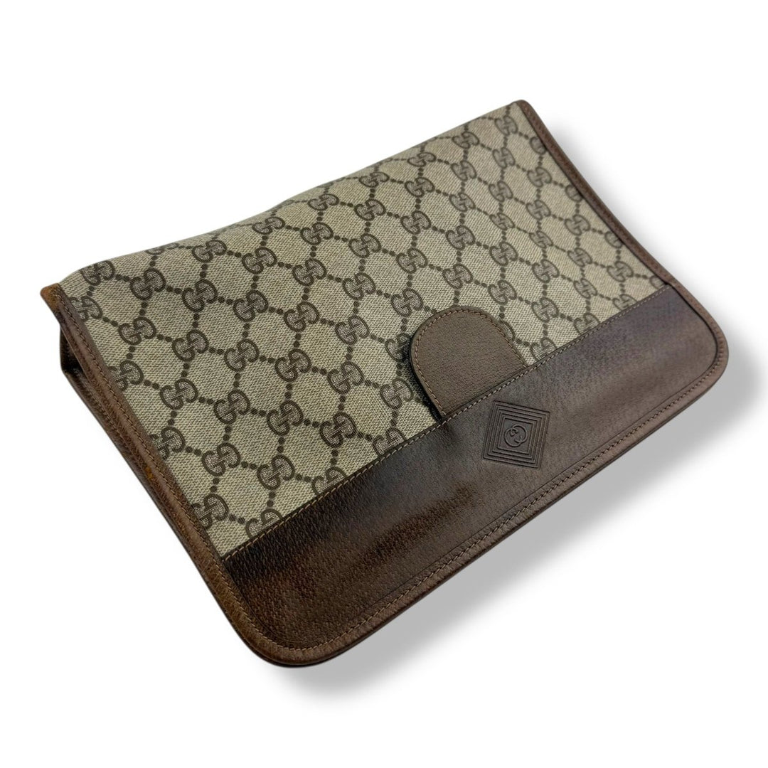 Gucci GG Monogram Beige Clutch Pouch Bag - Lux Central