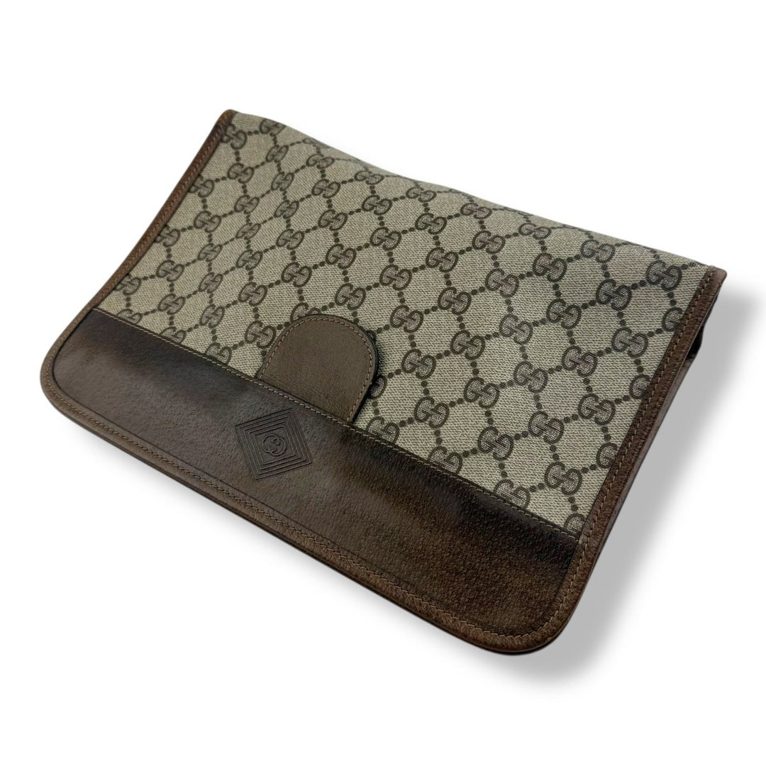 Gucci GG Monogram Beige Clutch Pouch Bag - Lux Central