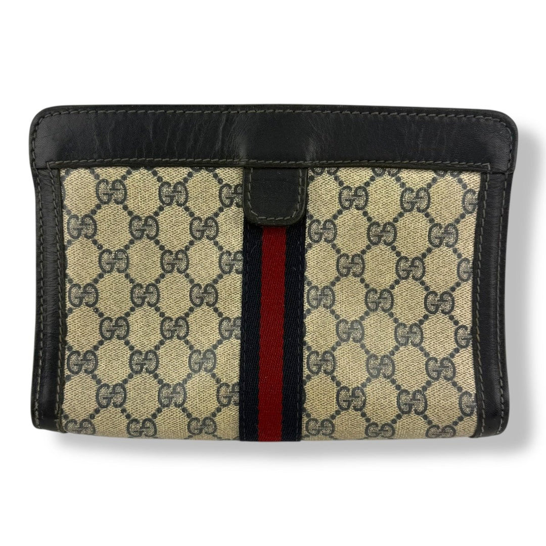 Gucci GG Monogram Beige/Navy Clutch Pouch Bag - Lux Central