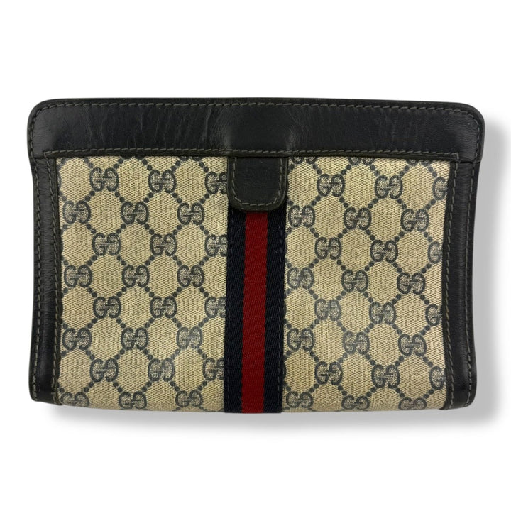 Gucci GG Monogram Beige/Navy Clutch Pouch Bag - Lux Central