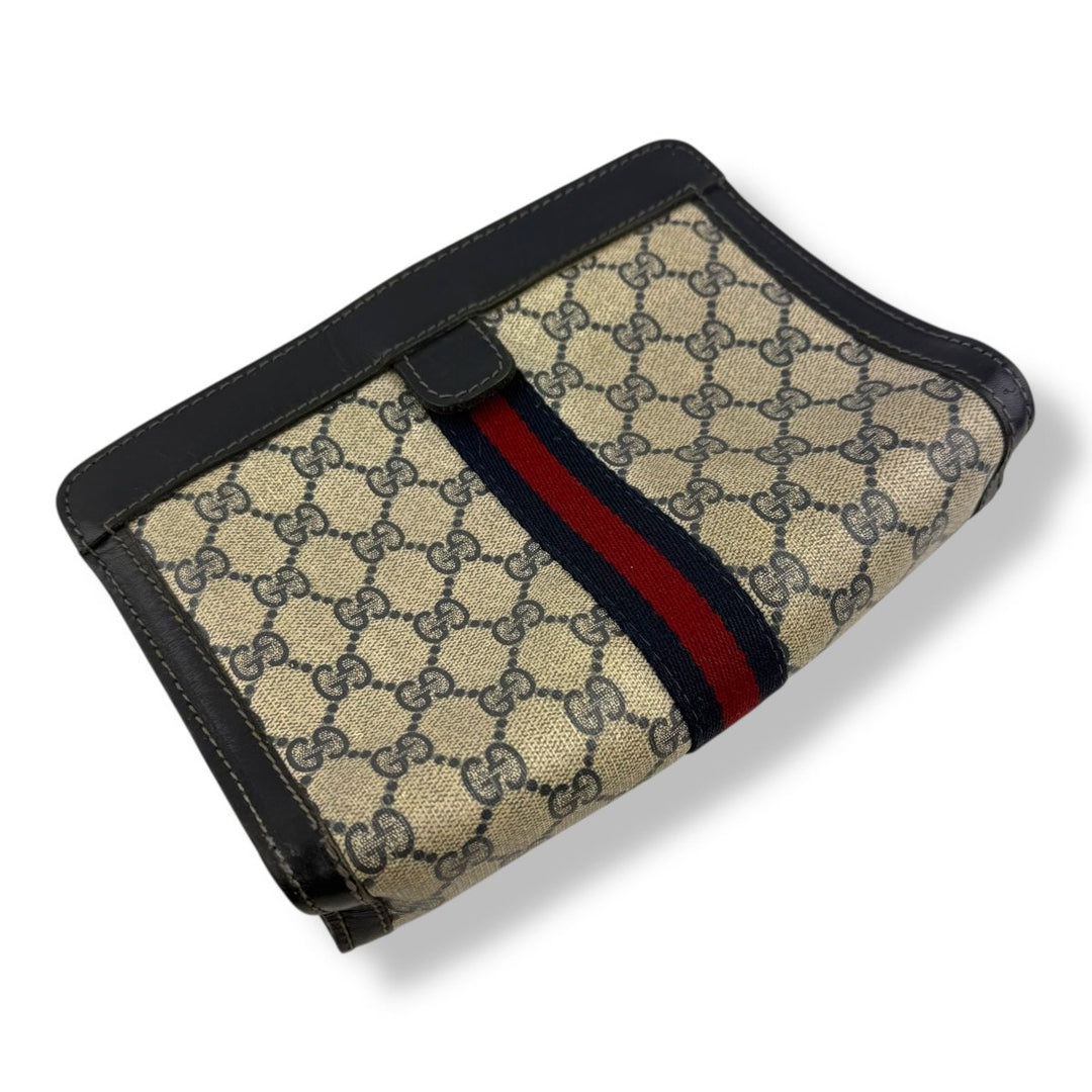 Gucci GG Monogram Beige/Navy Clutch Pouch Bag - Lux Central