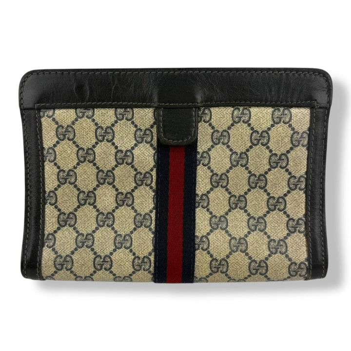 Gucci GG Monogram Beige/Navy Clutch Pouch Bag - Lux Central