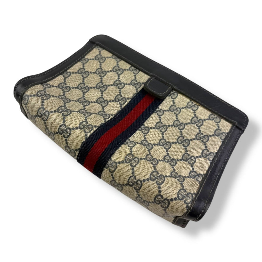 Gucci GG Monogram Beige/Navy Clutch Pouch Bag - Lux Central
