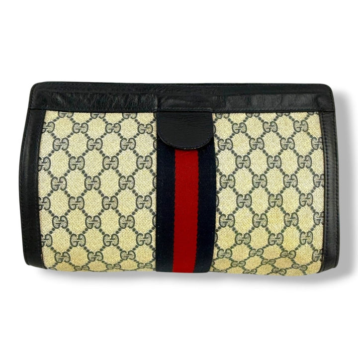 Gucci GG Monogram Beige/Navy Clutch Pouch Bag - Lux Central
