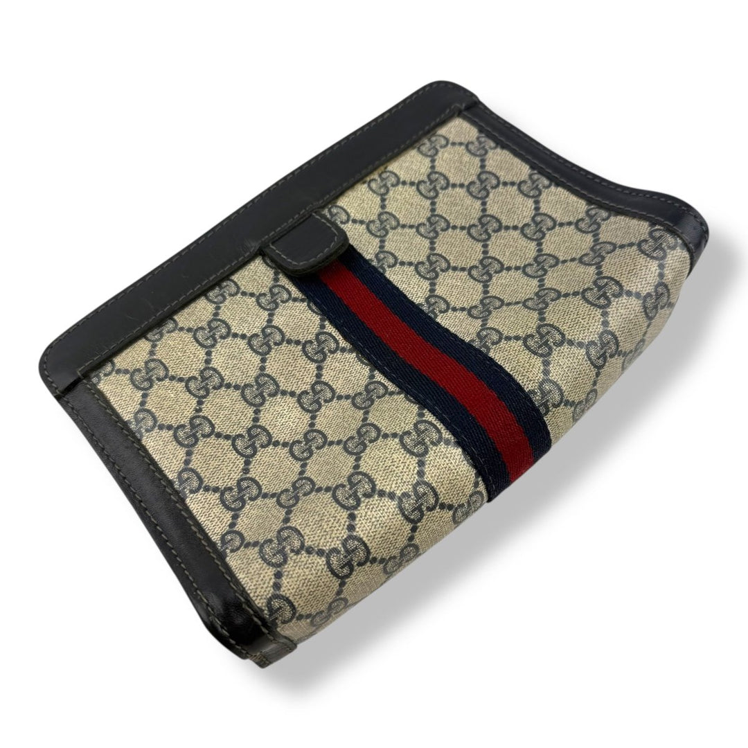 Gucci GG Monogram Beige/Navy Clutch Pouch Bag - Lux Central