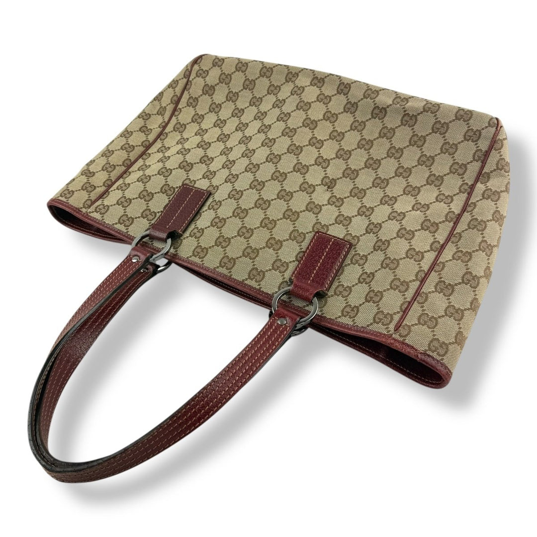 Gucci GG Monogram Beige/Red Tote Handbag - Lux Central