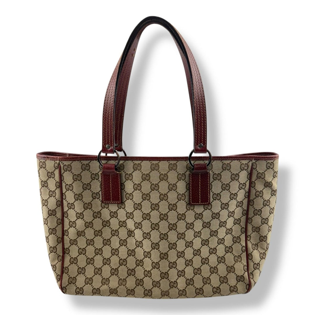 Gucci GG Monogram Beige/Red Tote Handbag - Lux Central