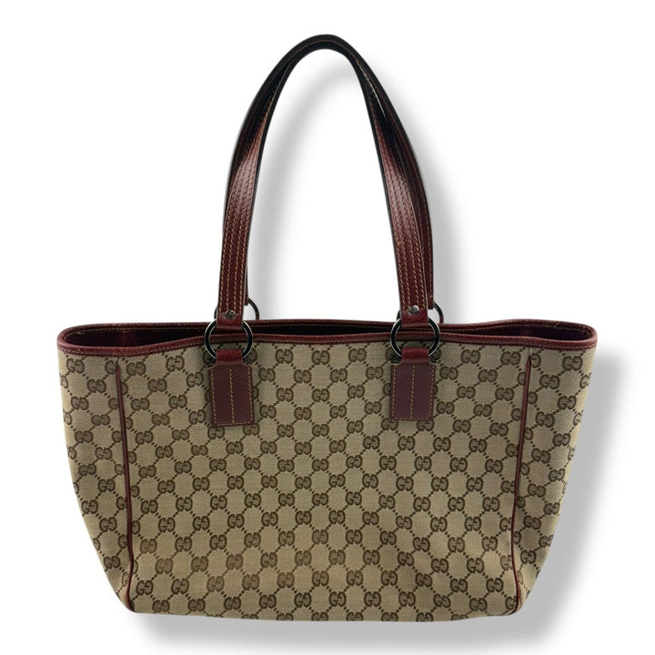 Gucci GG Monogram Beige/Red Tote Handbag - Lux Central