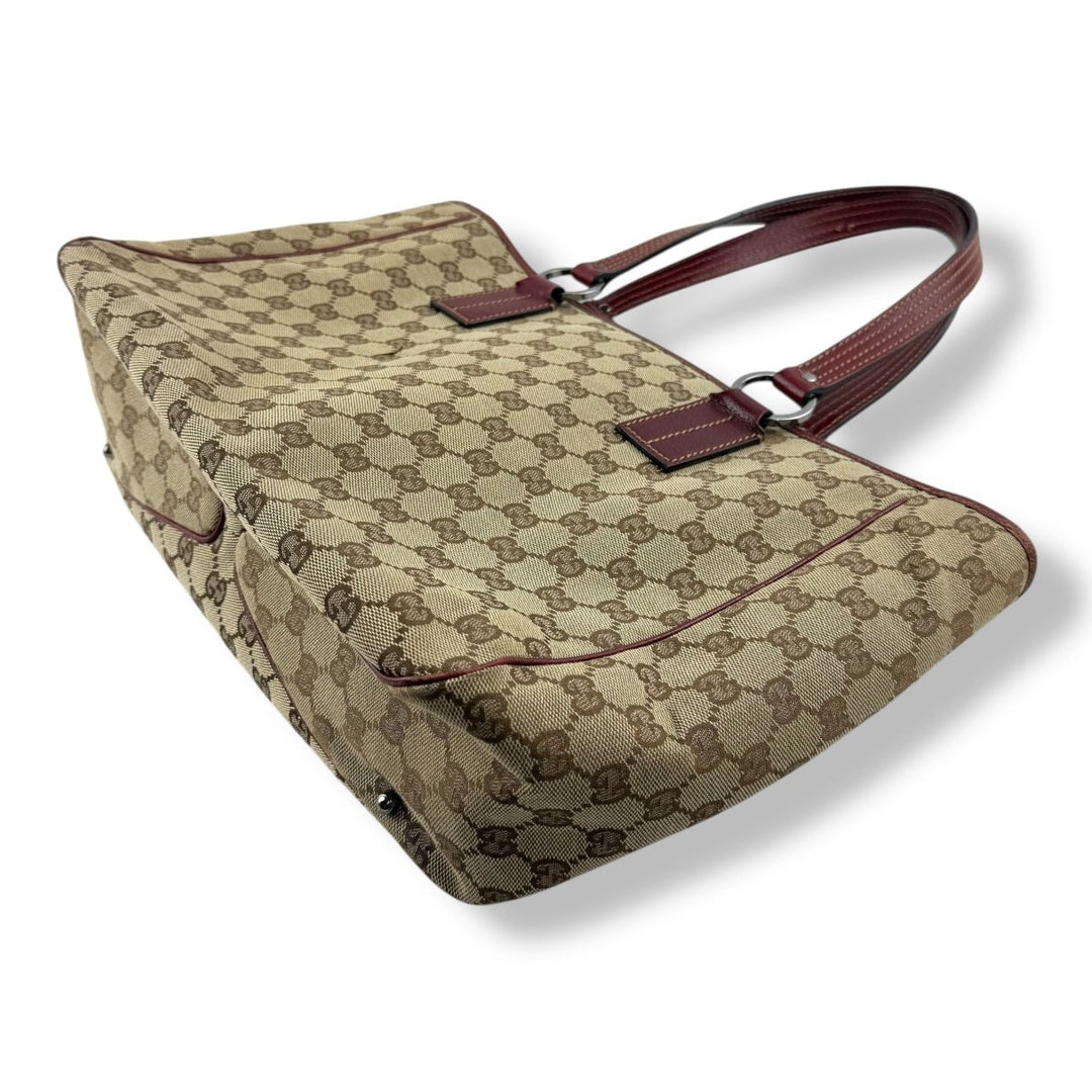 Gucci GG Monogram Beige/Red Tote Handbag - Lux Central