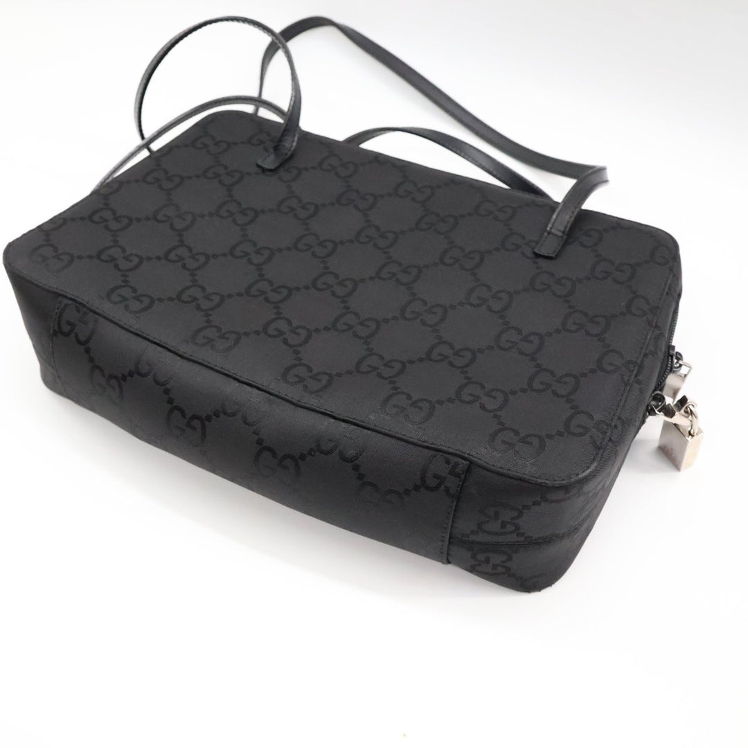 Gucci GG Monogram Black Shoulder Handbag - Lux Central