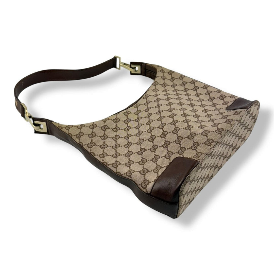 Gucci GG Monogram Brown Hobo Shoulder Handbag - Lux Central
