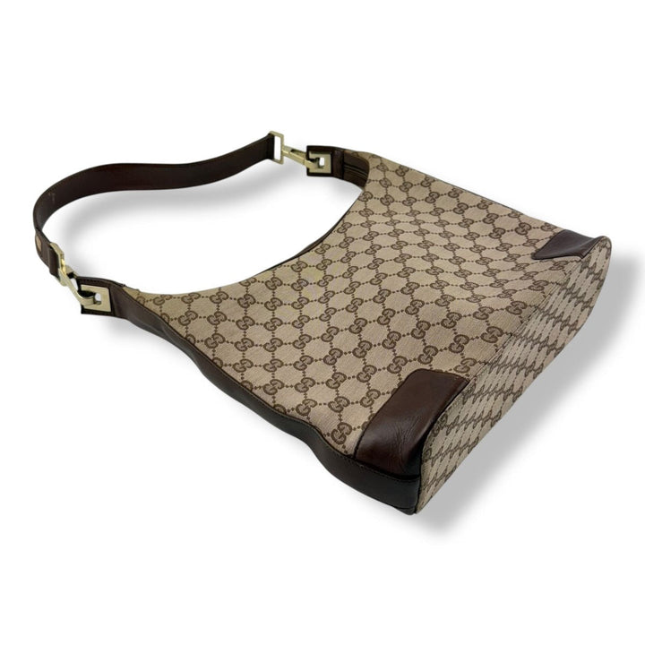 Gucci GG Monogram Brown Hobo Shoulder Handbag - Lux Central
