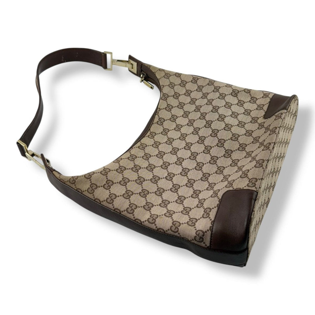 Gucci GG Monogram Brown Hobo Shoulder Handbag - Lux Central