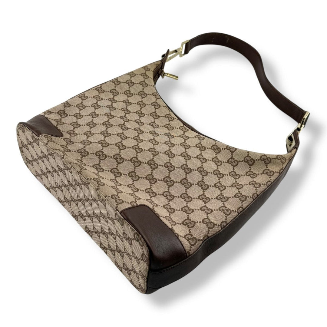 Gucci GG Monogram Brown Hobo Shoulder Handbag - Lux Central