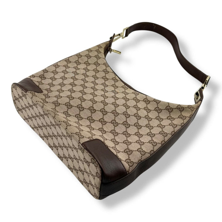 Gucci GG Monogram Brown Hobo Shoulder Handbag - Lux Central