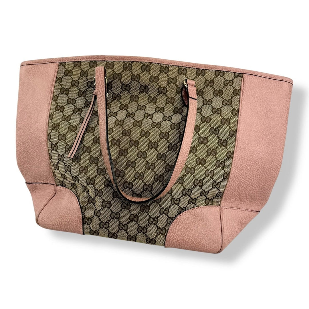 Gucci GG Monogram Pink/Beige Tote Handbag - Lux Central